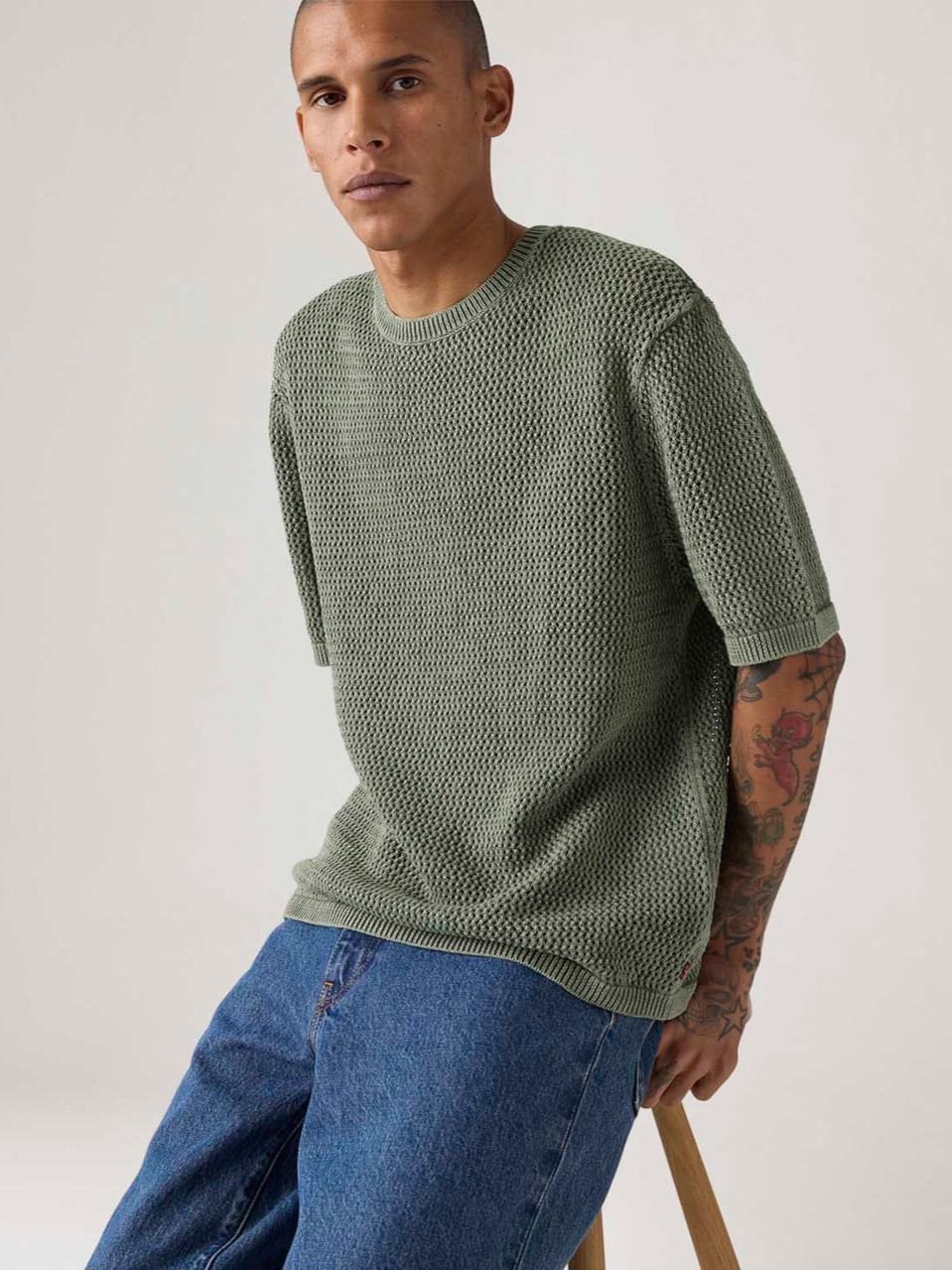 Camiseta Levis Stinson  Texturizada Verde Oliva