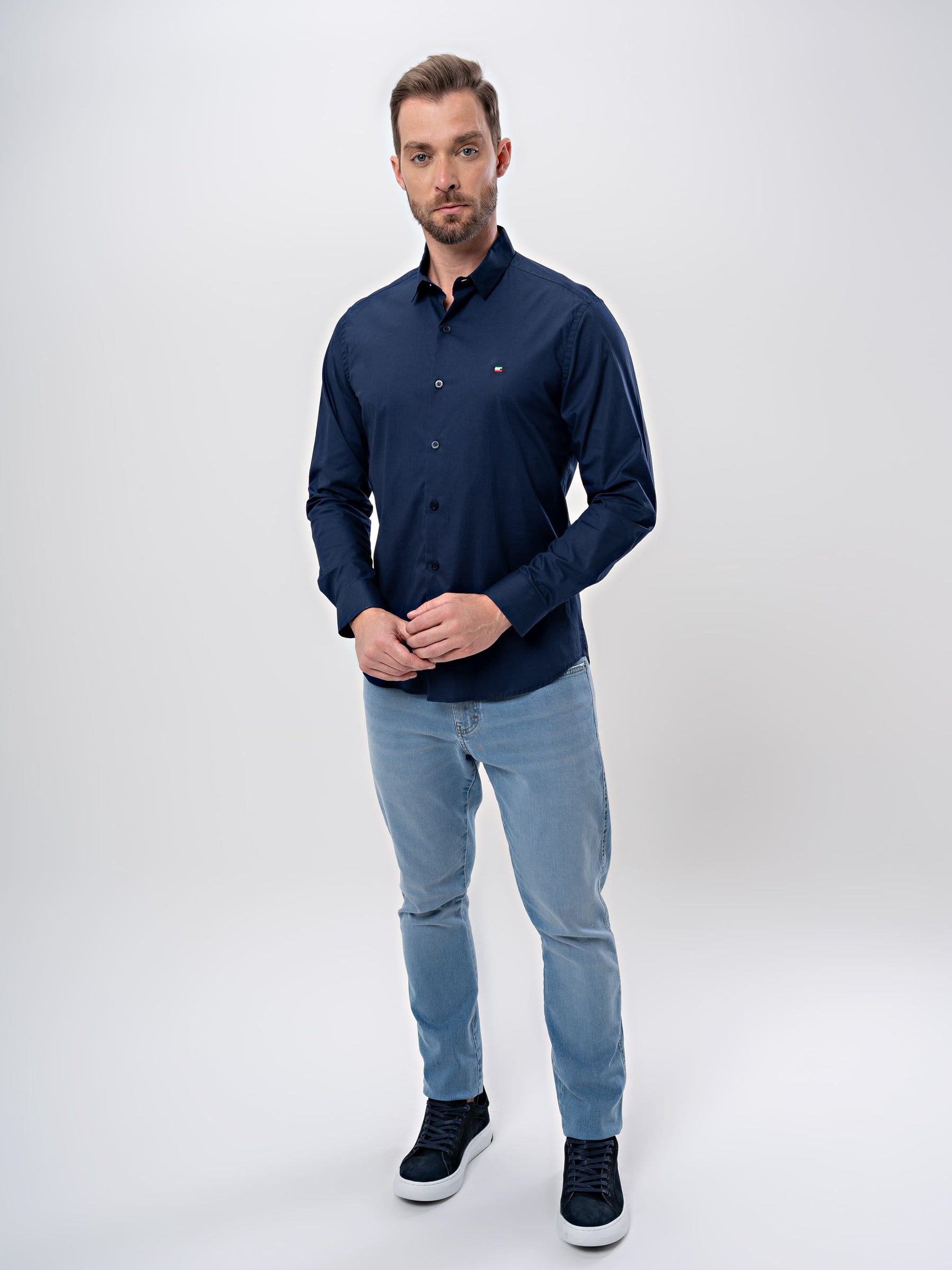 Camisa Social Super Slim Enzo Milano Marinho