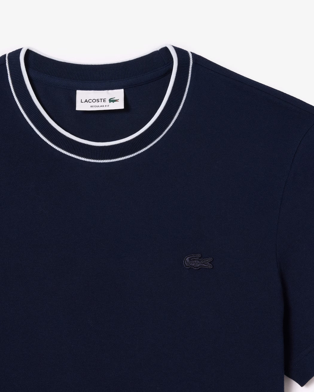 Camiseta de Piqué com Gola Listrada em Stretch TH817423