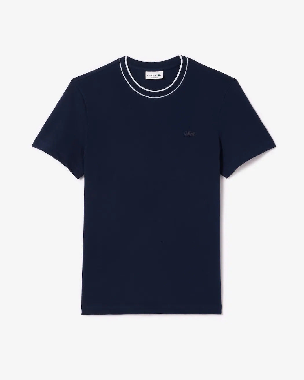 Camiseta de Piqué com Gola Listrada em Stretch TH817423