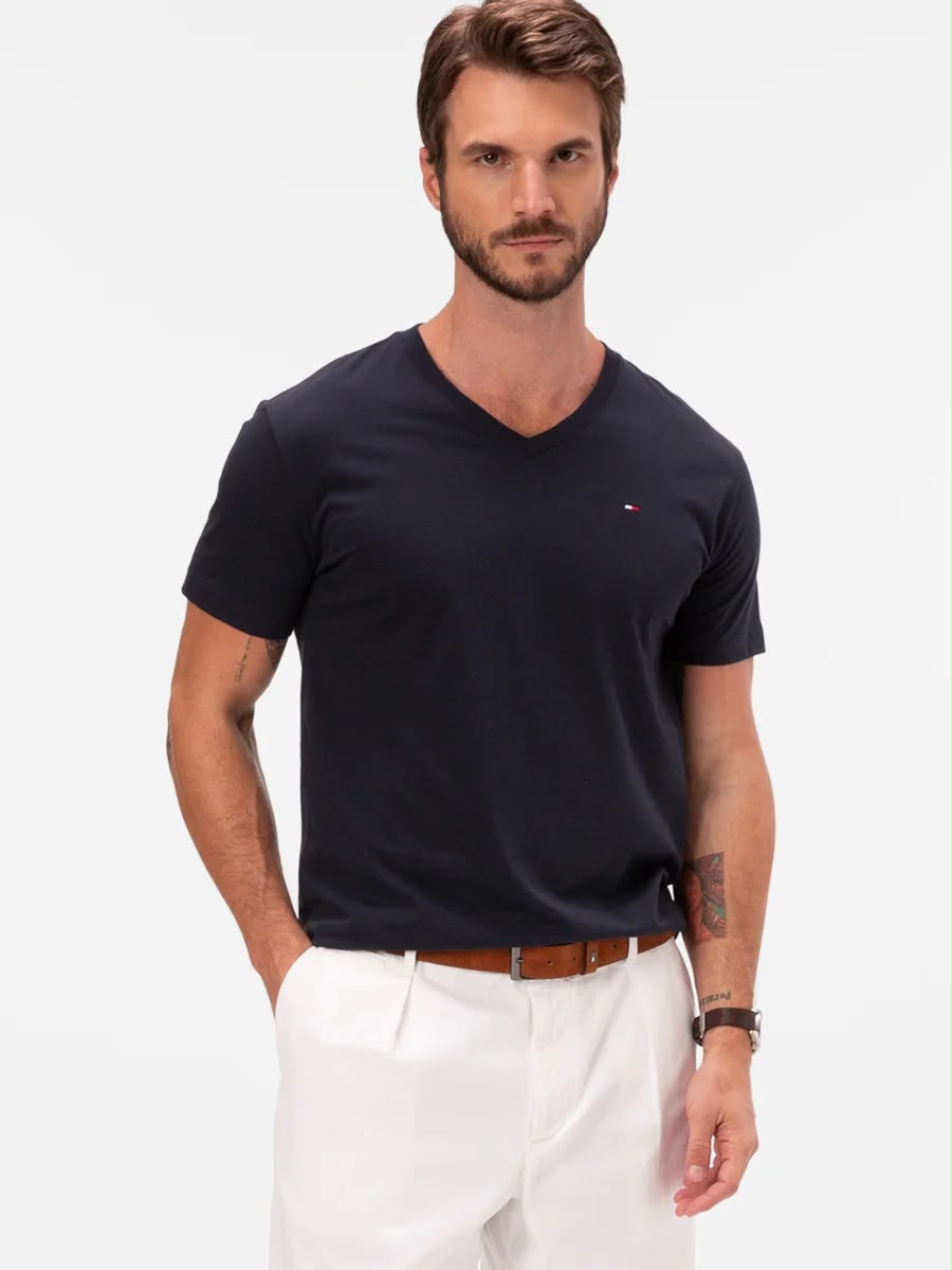 Camiseta Clássica Gola V Tommy