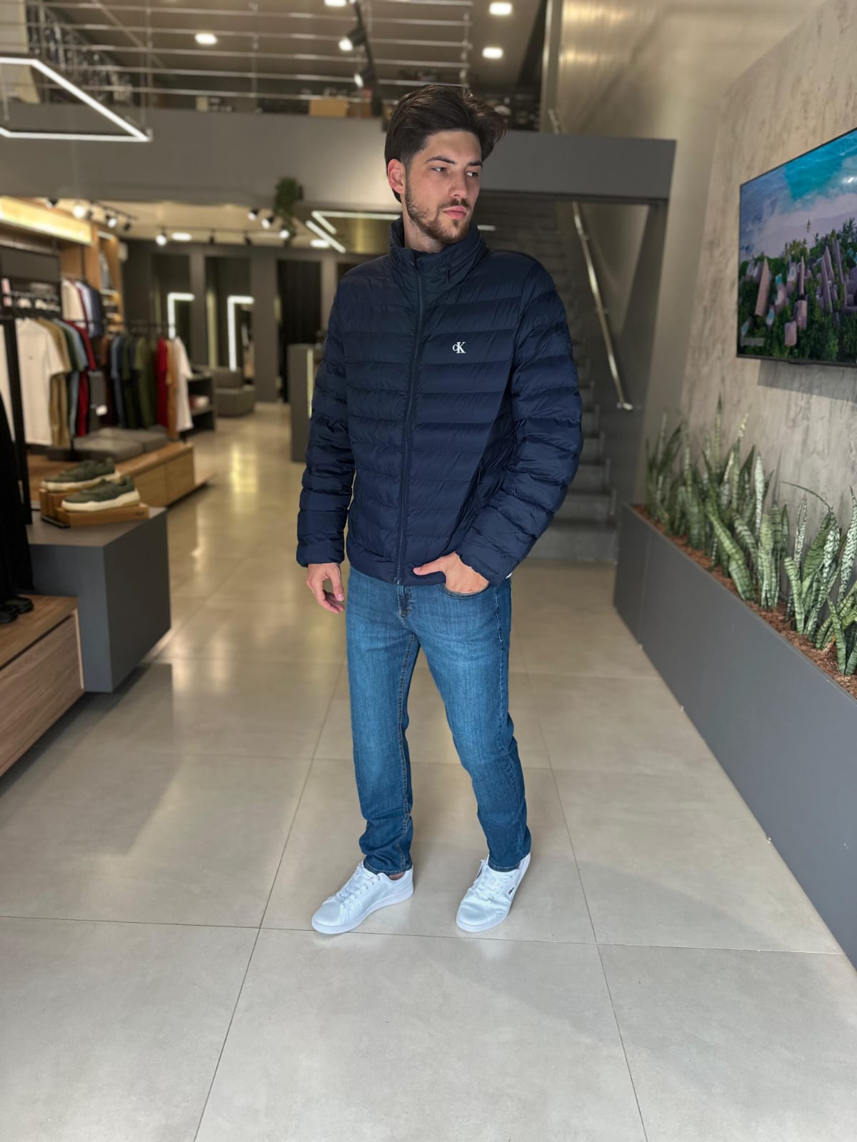 Jaqueta Puffer Metalasse Calvin Klein Marinho