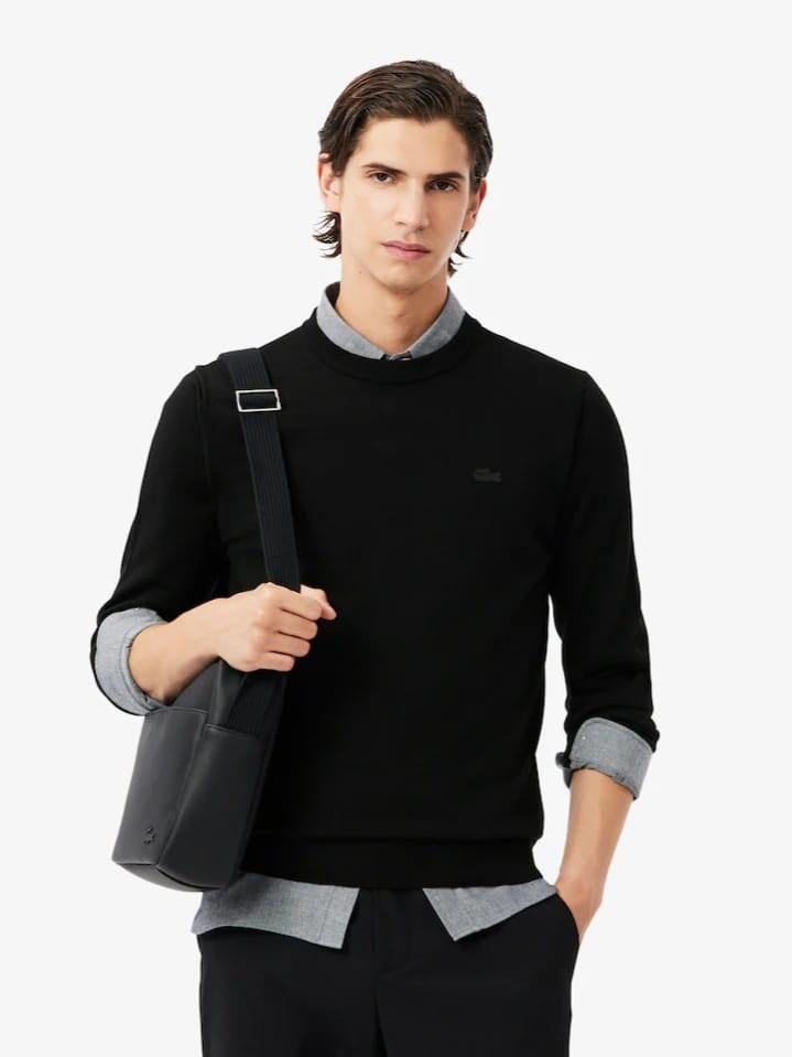 Suéter Lacoste de Gola Redonda de Lã Merino