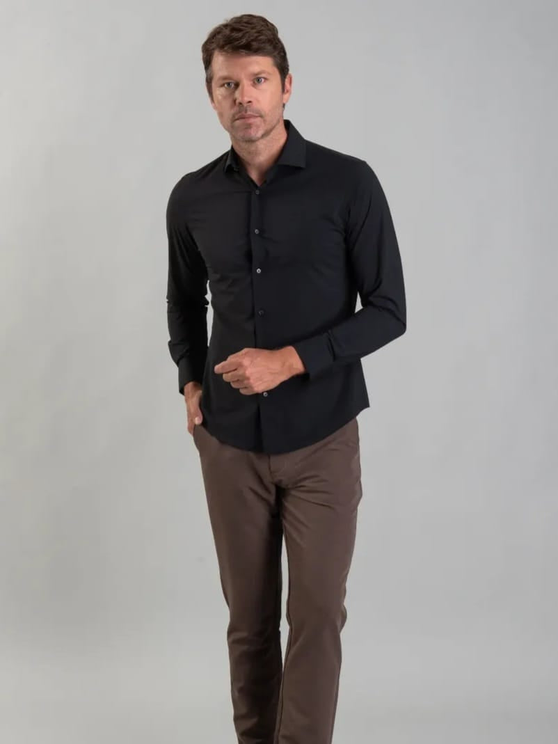 Camisa Social Fibra de Bambu Zafferano Preta