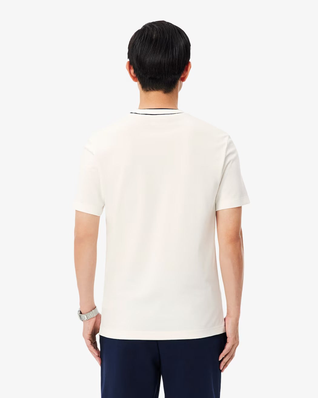 Camiseta de Piqué com Gola Listrada em Stretch TH817423